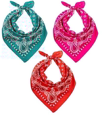 LOVARZI Set aus 3 Bandanas in Rot, Pink & Teal - Vielseitiges Kopftuch Damen & Herren - Halstuch & Kopftuch aus Premium Baumwolle