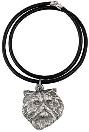 Art-Dog Hundekopf-Halskette auf Lederband - ArtDog Kollektion Hunde Halskette - Silberne Ketten mit Hundebildern - Schmuck mit Hunderassen - Persian Cat - Perserkatze