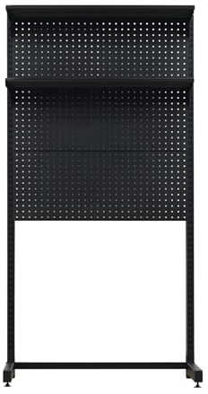 Werkzeugwand Metall Lochwand, Lochplatte Schreibtisch, Verstellbare Höhe von Paneelen Und Regalen, Große Pegboard für Büro, Werkstatt, Küche, Handwerk (Color : Negro, Size : 86 * 160cm/33.8 * 63in)
