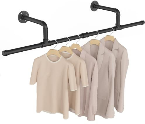 Yawinhe Portant à Vêtements Industriel, Lot de 1, Porte Manteaux Amovible, 121cm Multifonction Portemanteaux Muraux, pour Salon, Chambre, Noir