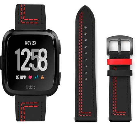 HAZARA Lederarmband Kompatibel für Fitbit Versa/Versa 2 Armband Leder Armband Weiches Echtleder für Herren Damen Ersatzarmband Einstellbar Armbänder mit Fitbit Versa/Versa 2 (Z,Leder)