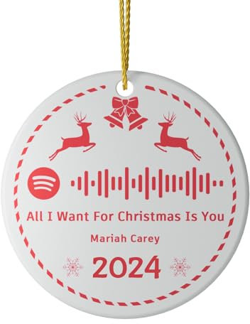 Witfox Personalisierte Weihnachtskugel mit Spotify Song Cover, Weihnachtskugel Personalisiert für die Christbaumdekoration, Familie, Freunde und Baby,Personalisierte Geschenke Musik
