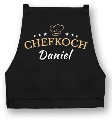 NIMAMA Kochschürze Herren Chefkoch Schürze Personalisiert für Männer Grillschürze - Schwarz