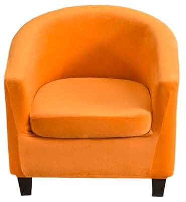 Hearda Clubsessel Bezug, Samt Sesselbezug Cocktailsessel Bezug 2er Set Weich Stretch Sesselhusse Universal Modern Sesselüberwurf für Esszimmer Wohnzimmer Café Büro (Orange)
