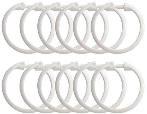 XINgjyxzk 12 Stück Kreisförmige Kunststoff Duschvorhang O Ringe Langlebige Drape Loop Haken Für Badezimmer Gleitend Auf Der Duschstange Einfaches Schnappverschluss Zubehör