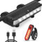 Grixz Juego de Luces LED para Bicicleta, Juego de Luces Delanteras + traseras, USB Recargables Tipo C, iluminación de Bicicleta IPX6, luz de Agua