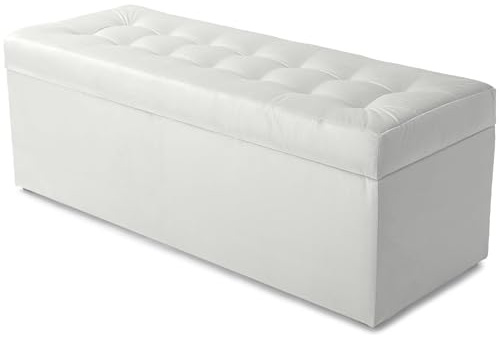 MG Design Polsterhocker 45 x 120 cm Weiß mit Stauraum (ca. 140 L), belastbar bis 300 kg, sofort einsatzbereit & pflegeleicht – für Wohnzimmer, Schlafzimmer & Flur