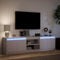 Festnight Meuble TV LED Banc TV 180 cm Meuble télé Table TV Meuble de Salon Table Television Salon Meubles pour audio/vidéo-Blanc-180 cm