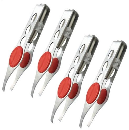 4 Pièces Pince à Épiler LED, Pinces à Épiler avec Lumière LED, Pince a Epiler Professionnelle, Pince à Épiler Sourcils en Acier Inoxydable, Pince à Épiler de Maquillage avec Lumière