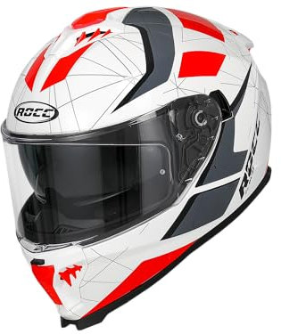 Integralhelm ROCC 390 Glänzend - Weiß / Rot, Größe: S