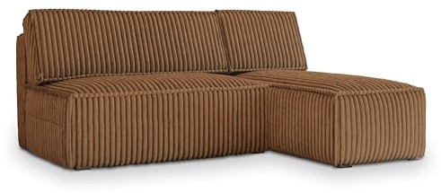 Masseno Ecksofa BRISO T mit Schlaffunktion L-Form, Sofa mit Bettkasten, Wohnzimmersofa, Couch, Soffa, Bettsofa, Couchgarnitur- Kupferfarben, TILIA 56