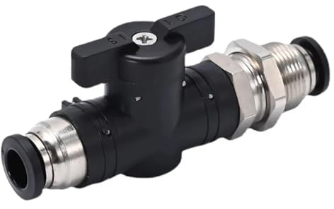 GUIPENG 4 6 8 10 12 14 16mm Außendurchmesser Rohr Gerader Winkel Schottverschraubung Reduzierstück Kunststoff Messinggriff Kugelhahn Luft Pneumatischer Push-In for Verbinden(BM Black,14-10mm)