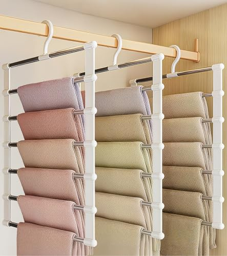 Hosenbügel 3er Set, Faltbare Platzsparend Mehrfach-Kleiderbügel, Spart Platz, Zum Aufhängen von Hosen, Jeans, Röcke, Schals, Handtücher, Bettlaken, Krawatten, Gürtel, Kleiderschrank Organizer