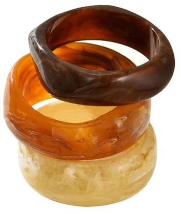 XFSRG 3er Set Acrylharz Armreif Damen Unregelmäßiger Retro Breites Geometrische Manschette Armband Modisch Armreif Schmuck-Set (Set 1)