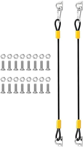 Youding Lock De Bac À Roues - Kit De En Métal 48 Cm | Corde En Fil Tressé Enrobée En Caoutchouc Lourd | Brans De Couvercle De Poubelle, Deux Carabiners, Poubelle Peut Couvercle Des Cordes De Fils