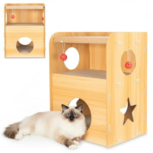 COIL Kratztonne, Katzenhöhle, Katzenkratzbaum, Katzenbett, Katzenliege, Umweltfreundliches Bett, Kratzpappe, MDF, (Höhe: 55 cm)