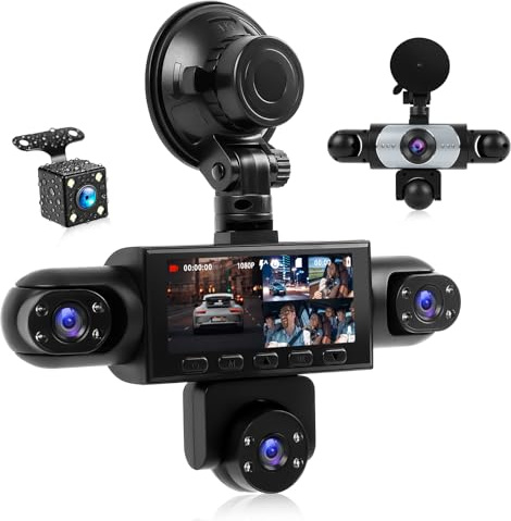 CAMECHO 5-Kanal Dashcam 1080P-Vorne Kamera 150° + 4 * 480P-Seite Kameras 120°, 3,16-Zoll-Dashcam-Bildschirm, Loop-Aufzeichnung Nachtsicht Bewegungserkennung