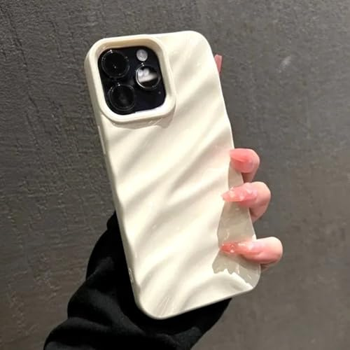GHVWYX Weiche Handyhülle mit Wellenmuster für iPhone 17, 16, 11, 12, 13, 14, 15 Pro Max, Xs Max, XR, 7, 8 Plus, 17 Air, stoßfeste Schutzhülle, Beige, für iPhone 17 Pro
