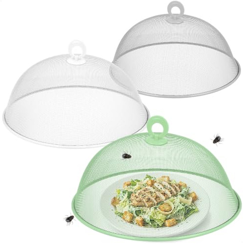 com-four 3X Abdeckhaube für Lebensmittel Ø 30cm, Fliegenhaube | bunter Speiseschirm für Küche - Terrasse - Garten