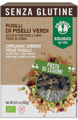 Probios Grüne Erbsen Fusilli Spiralen Pasta – proteinreich – glutenfreie nudeln – 250 g