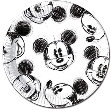 Procos 82738 - Teller Mickey Faces, 25 Stück, Durchmesser 23 cm, Einwegteller, Kindergeburtstag, Partygeschirr