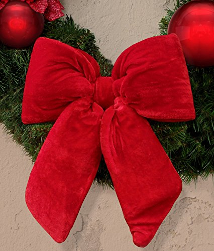 EDG ENZO DE GASPERI Fiocco Imbottito Shabby Chic Velluto 40 x 48 cm Colore Rosso Natale