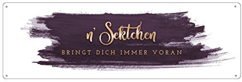 Interluxe METALLSCHILD Blechschild EIN SEKTCHEN BRINGT Dich Immer VORAN Abstrakt Lila Gold