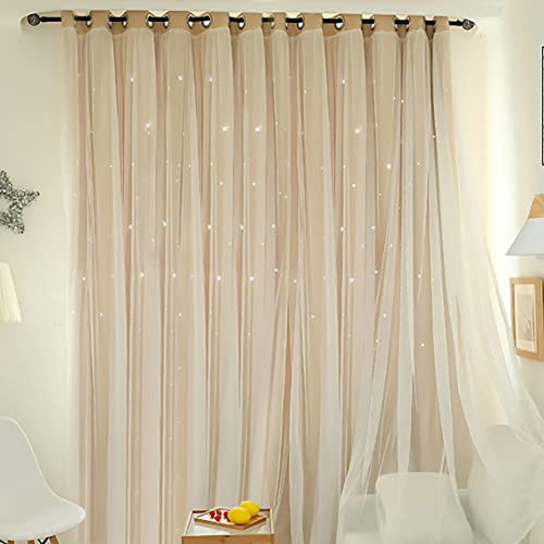 Wingbind Sheer und Blackout Vorhänge Set, Aushöhlen Sterne Gemustert, Prinzessin Stil Vorhang für Zuhause, Wohnzimmer, Schlafzimmer, Kinderzimmer, Balkon, Hotel Dekoration 100 * 200cm EIN Stück