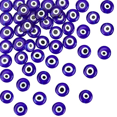 NBEADS Pz. 1 Fili (Circa) Blu Piatto Rotondo A Mano Malocchio Smalto Ceramico A Lume Perle Charms Perline per Braccialetti Necklace Jewelry Making