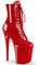 Pleaser Damen FLAMINGO-1020 Plateau High Heels Stiefelette Lack Rot 39 EU