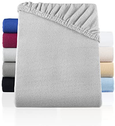 BaSaTex Winter Thermo Fleece Spannbettlaken - wärmendes plüsch Spannbetttuch Teddy Flausch - Flauschiges Bettlaken | Größe: 140x200-160x200 cm | Farbe: Grau