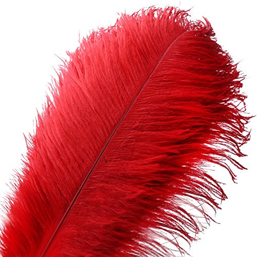 VoilaLove 10 stücke Natürliche Straußenfedern Handwerk 12-14 Zoll (30-35 cm) Plume für Hochzeit Mittelstücke Dekoration (30-35 cm,Rot)