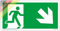Plaque de Issue der Secours | Sortie de Secours | extra-longue luminescence | PVC autocollant 297x148mm | selon ISO 7010 | Flèche droite oblique vers le bas | Chemin de fuite | Dreifke® extra 160