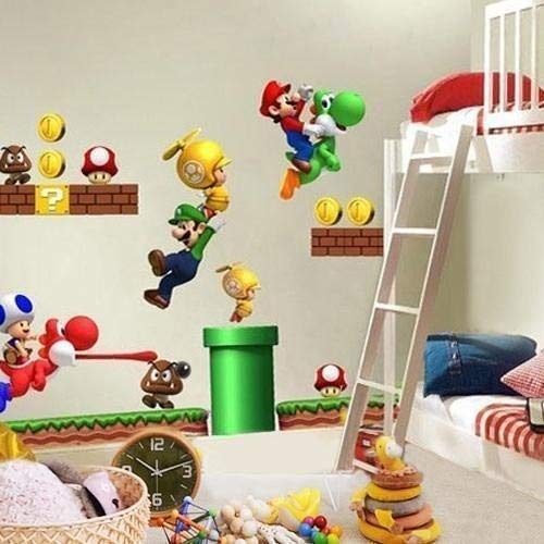 LIZHIOO 3D-Wandaufkleber, Super Mario Bros, Wandtattoo, selbstklebend, abnehmbar, Vinyl, für Kinder, Kindergarten, Dekoration, Kinderzimmer, Kinderzimmer