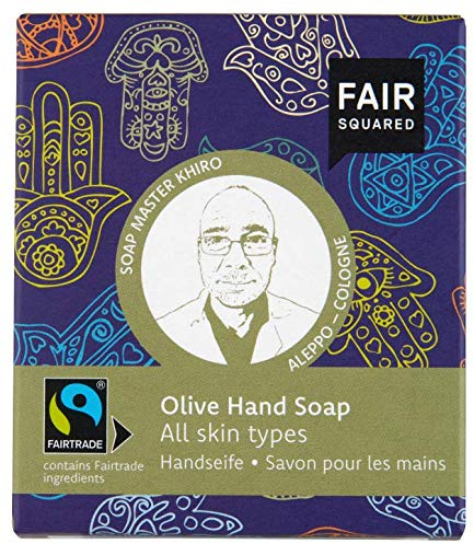 FAIR SQUARED feste Hand Seife Olive 2 Stück je 80 Gramm - für alle Hauttypen - mit Faitrade-Olivenöl - vegane Naturkosmetik - Zero Waste