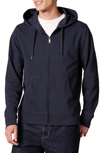 Amazon Essentials Felpa Leggera con Cappuccio in French Terry con Zip Integrale vestibilità Comoda Uomo, Blu Marino Scuro, XS
