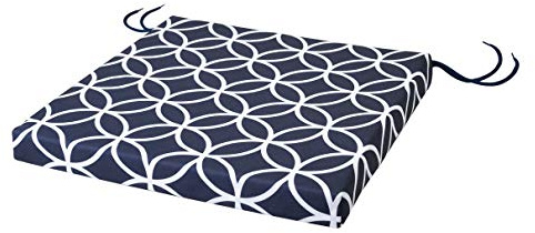 SOFTILLO Patio Chair Cushion with Seat Ties - Indoor and Outdoor Furniture Seating - Water-Resistant Polyester - Kitchen Dining, Lawn & Garden - 40x40x4cm - Circle Dark Blue