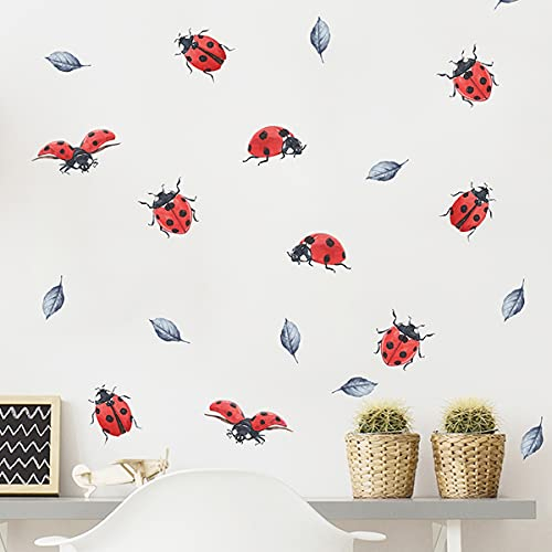 Clest F&H Cartoon Wandaufkleber, Abnehmbare bemalte Sieben-Punkt-Marienkäfer-Wandtattoo-Aufkleber-Aufkleber-Dekor für Mädchen Kinder Schlafzimmer Kindergarten Geburtstag Party Favor