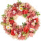 Rose Pink & White Spring Front Door Wreath Large Wall Hanging Floral Garland Ornament Summer Party Decoration (DV51)
