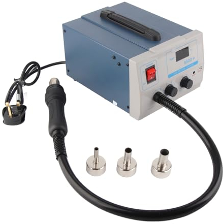 Hot Air Rework Station, 850D Soldering Iron Station LED Digital Display Soldering Stations Induction Switch Vortex Brushless Fan(British Plug AC220V, Pink)