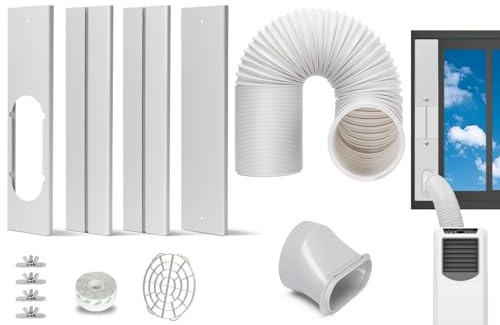 Tragbares AC-Fenster-Set mit Abluftschlauch, Klimaanlagen-Kits, Teile, verstellbare Fensterdichtungen für Schiebefenster, vertikales Gleiten, AC-Entlüftungsset mit 15 cm runder Kupplung
