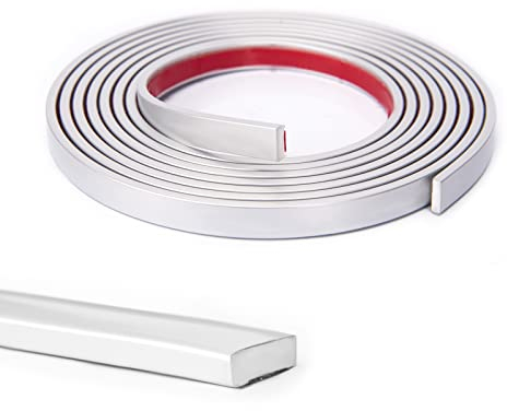 Art3d Moulure en vinyle flexible à décoller et à coller pour bords de carrelage mural, dosseret de cuisine, cadre de miroir en argent de 3 m