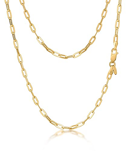 Amberta Damen Büroklammer Halskette aus 925 Sterling Silber: 18K Vergoldet 3 mm 45 cm/18 inch