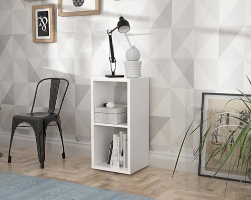 Forte Mauro weißes Bücherregal 40, Standregal, offenes Regal, modernes Wohnzimmerregal, Büroregal, Holzwerkstoff, Weiß, 39,5 cm breit x 72,8 cm hoch x 32,9 cm tief