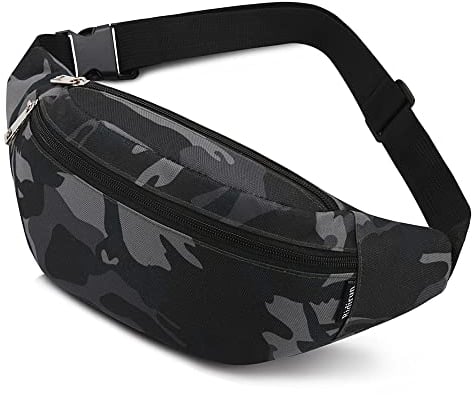 Bauchtasche für Damen und Herren Gürteltasche Hüfttasche Doggy Bag Outdoor Sport Groß Handytasche Umhängetasche Camping Fitness Fahrrad Geld Pouch Pack