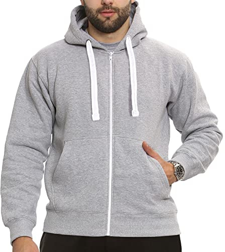 A2Z Mens Fleece Zipper Hooded Sweatshirt - Zipper Grey 4XL