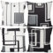 Aoihrraan 45x45cm 4er Set Dekorativ Kissenbezug Schwarz Weiß Modern Geometrisch Muster Weicher Plüsch Quadratischer Kissenbezug Bett Wohnzimmer Draussen Balkon Terrasse Patio Stuhl Garten Sofá