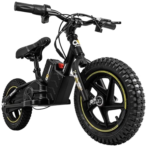 Actionbikes Motors Kinder Balance Bike Elektrofahrrad | 12 Zoll Fahrrad - 250 Watt - Elektro Laufrad mit Scheibenbremsen - 21 V 5.4 Ah - Kinder Elektrofahrzeug - Spielzeug ab 3 Jahren (12 Zoll Gelb)