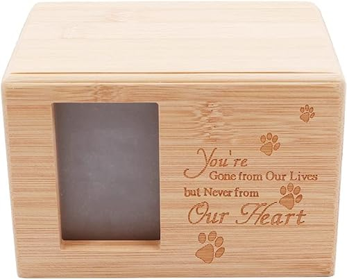Namvo Pet Urns, Wooden Dog Ashes Box Casket Keepsake Memorial Gift Photo Box Pet Ashes Holder with Picture Frame