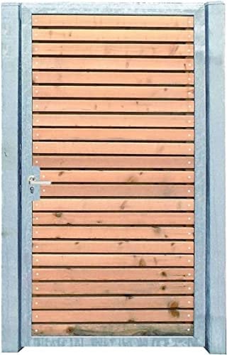 Tor Holztor Gartentor Hoftor Verzinkt mit Pfosten & Holzfüllung Q HxB 150x125cm